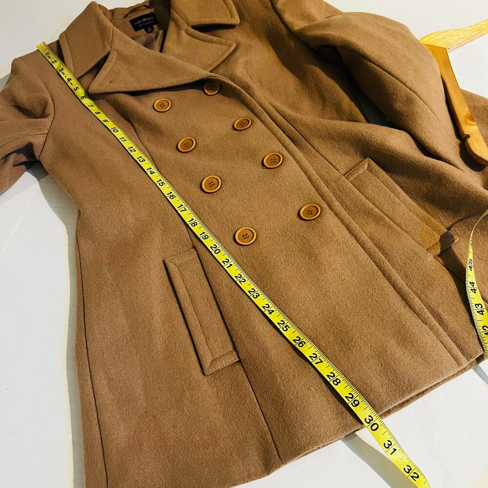Halston Studio Wool Blend Double Breasted Jacket Size 10 Brown - Picture 7 of 8